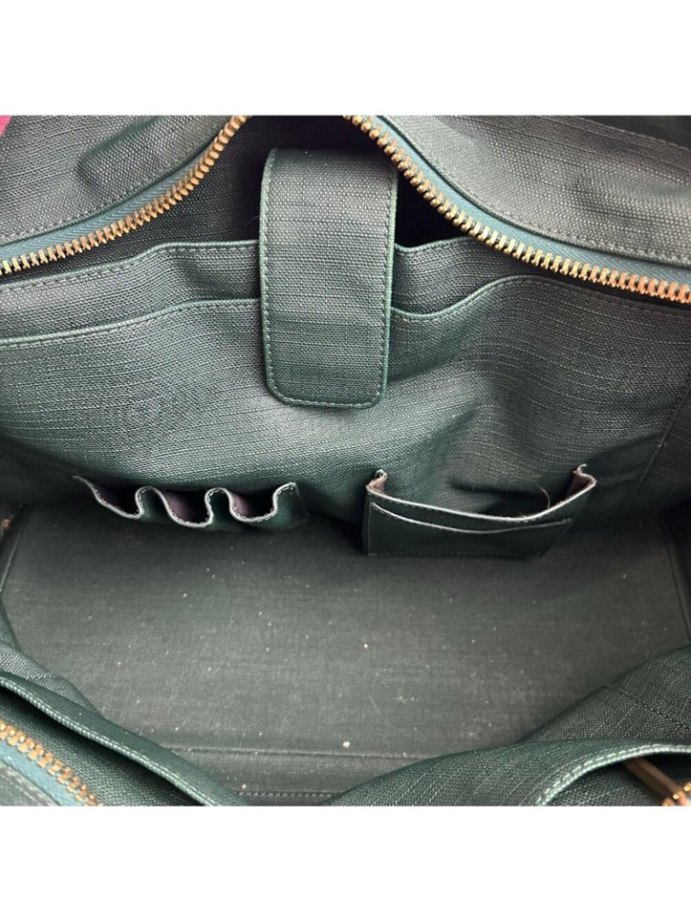 DAGNE DOVER Signature Legend Green Coated Canvas Large Laptop Tote Bag - Picture 12 of 16